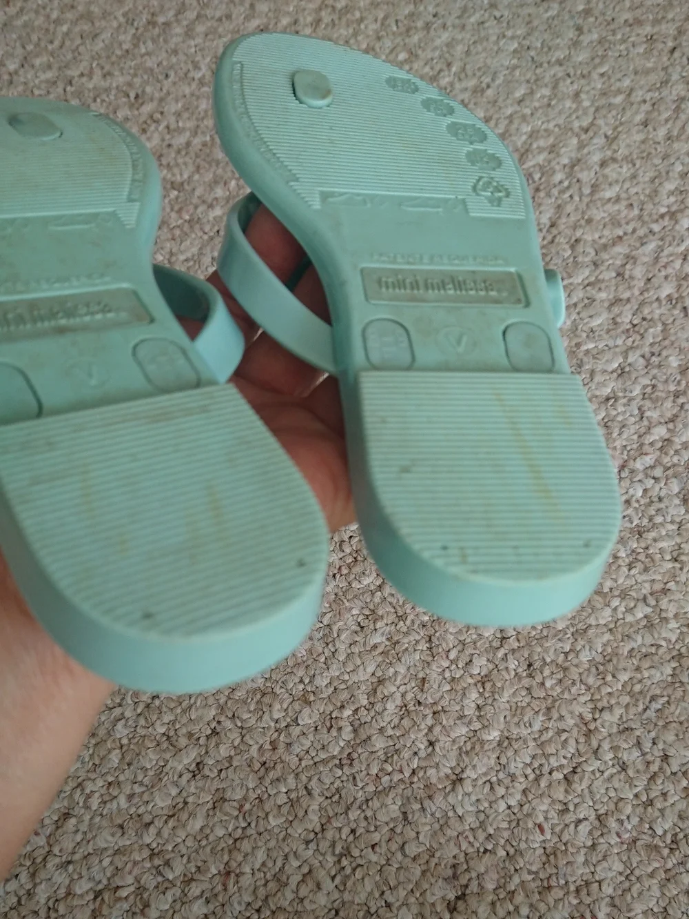 Mini Melissa Harmonic Floral Jelly Flip Flops in Mint size 8-9